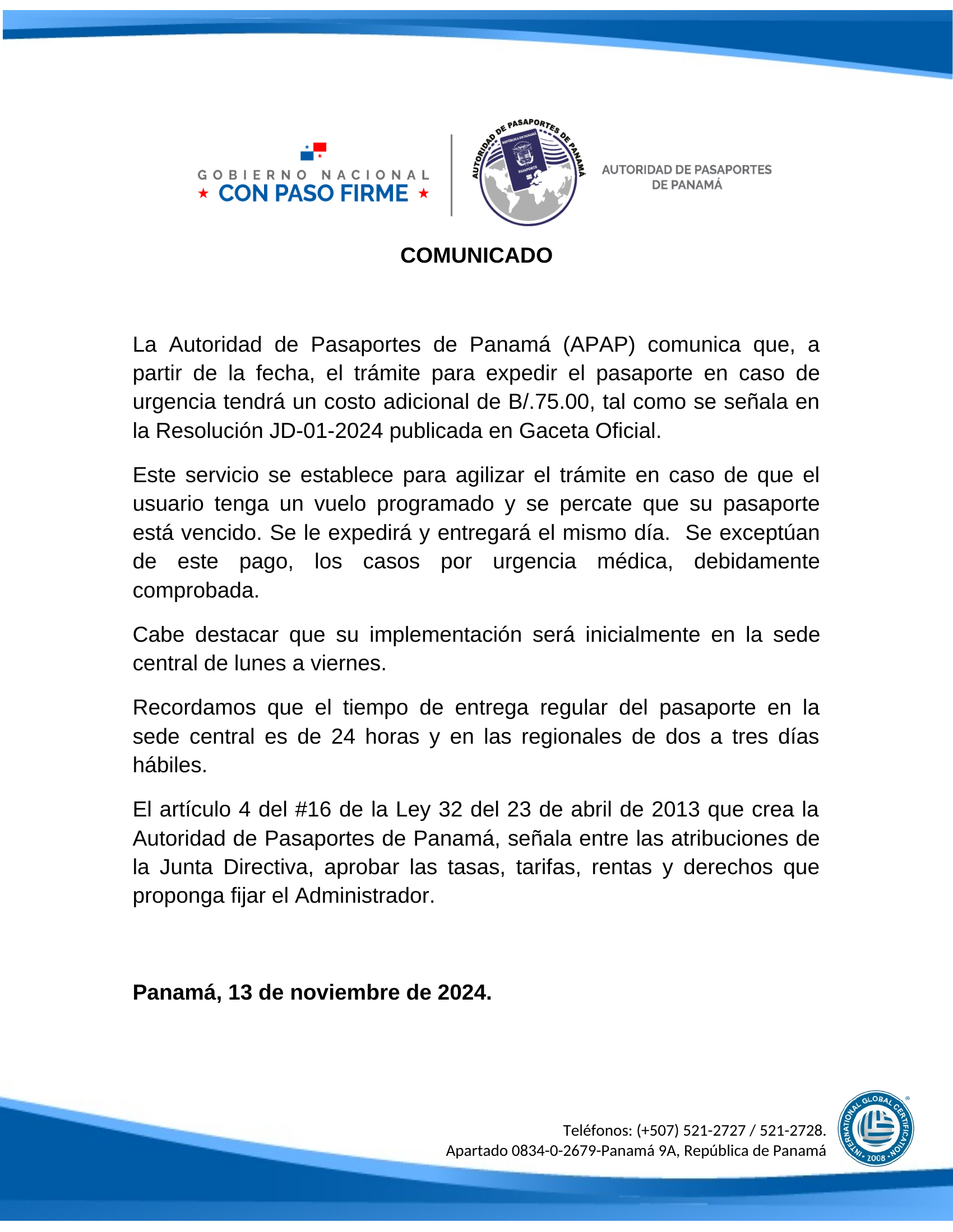 COMUNICADO APAP 